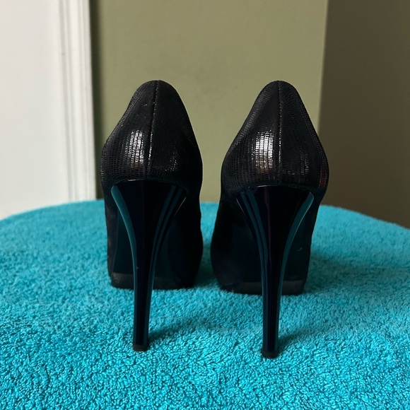Sasha Fabiani Made in Italy Navy Blue Platform Heels - Picture 5 of 12